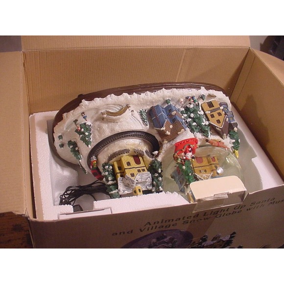 Cracker Barrel Animated Light Up Santa and Village Snow Globe with Music - Picture 3 of 4